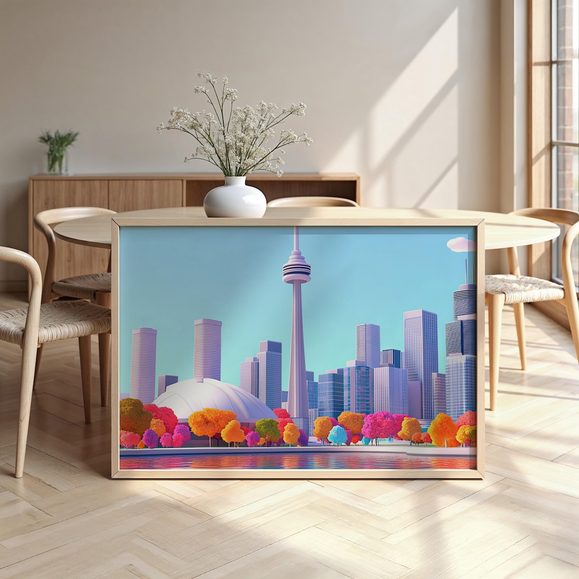 Toronto CN Tower Autumn Waterfront City Skyline Colorful Poster