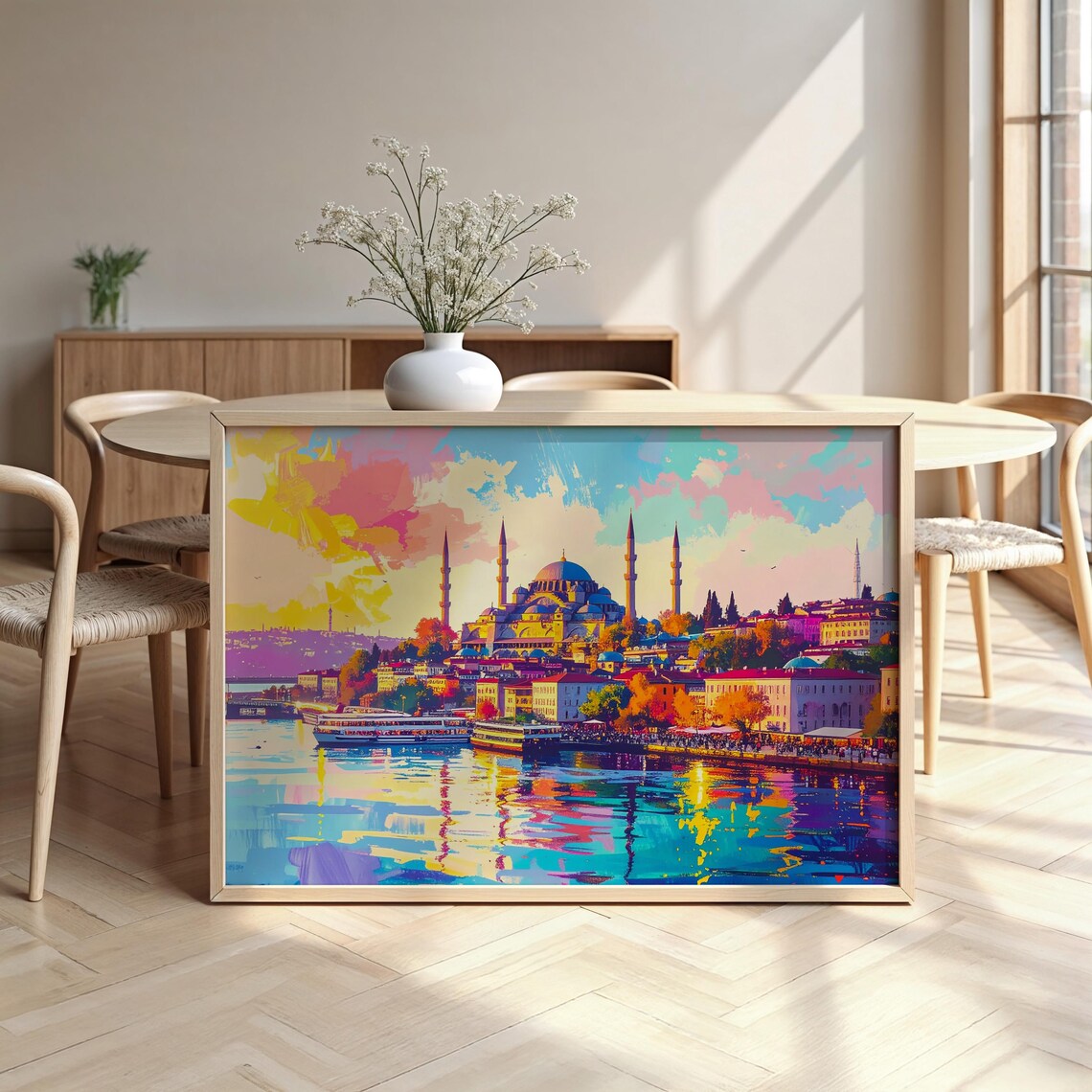 Istanbul Watercolour Travel Poster, Luxurious Design