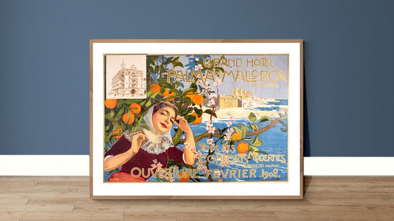 Grand Hotel Palma De Mailorca Iles Baleares Vintage Travel Poster Poster Paper Or Print Gift Idea Wall Decor