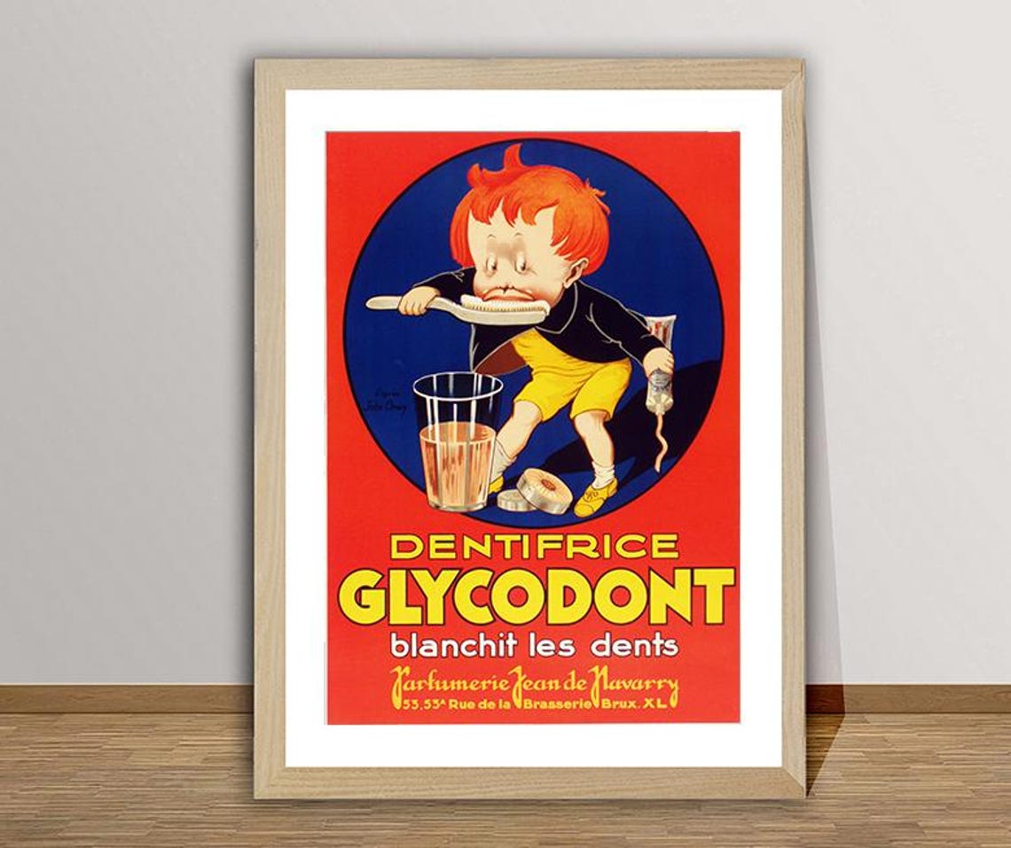 Dentifrice Glycodont Blanchit Les Dents Cartoon Boy French Ad Poster - Image 2