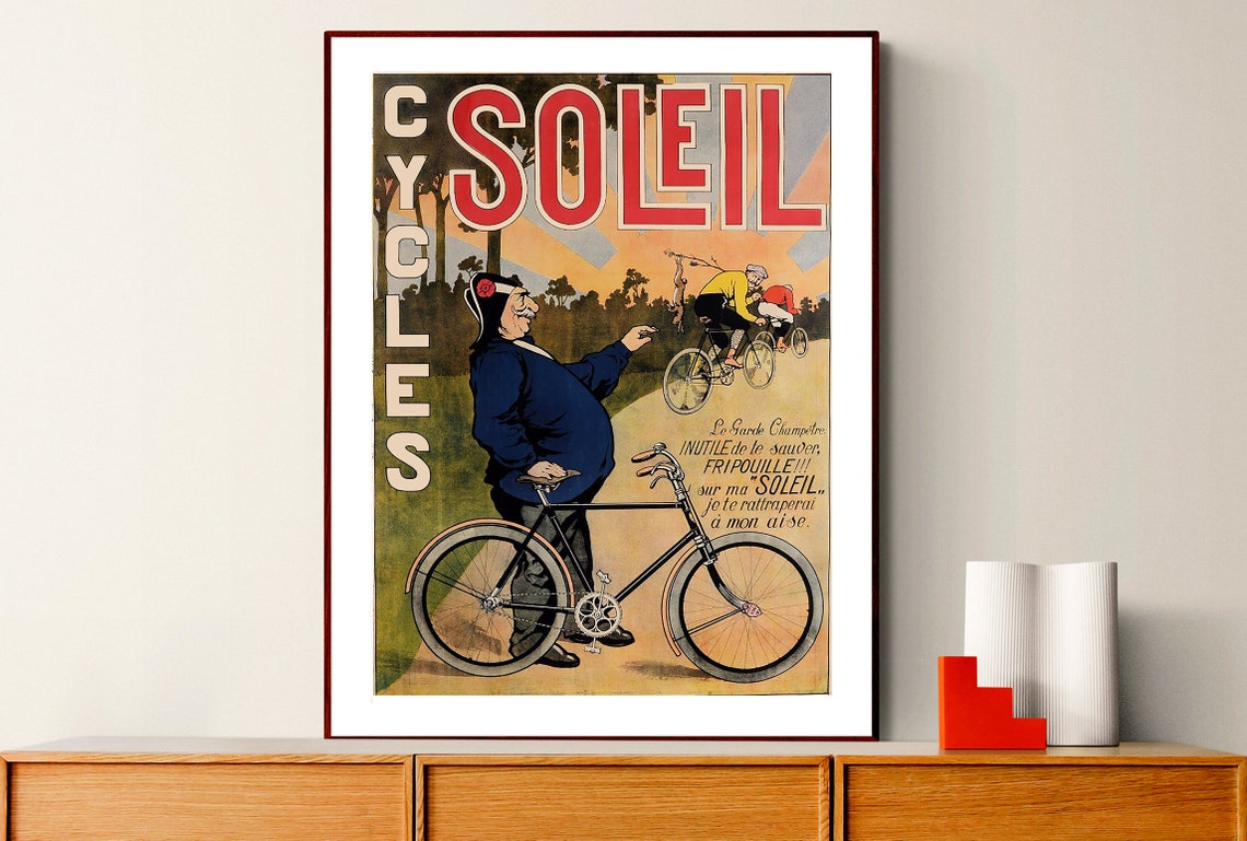 Cycles Soleil Vintage French Bicycle Racing Advertising Poster - Image 2