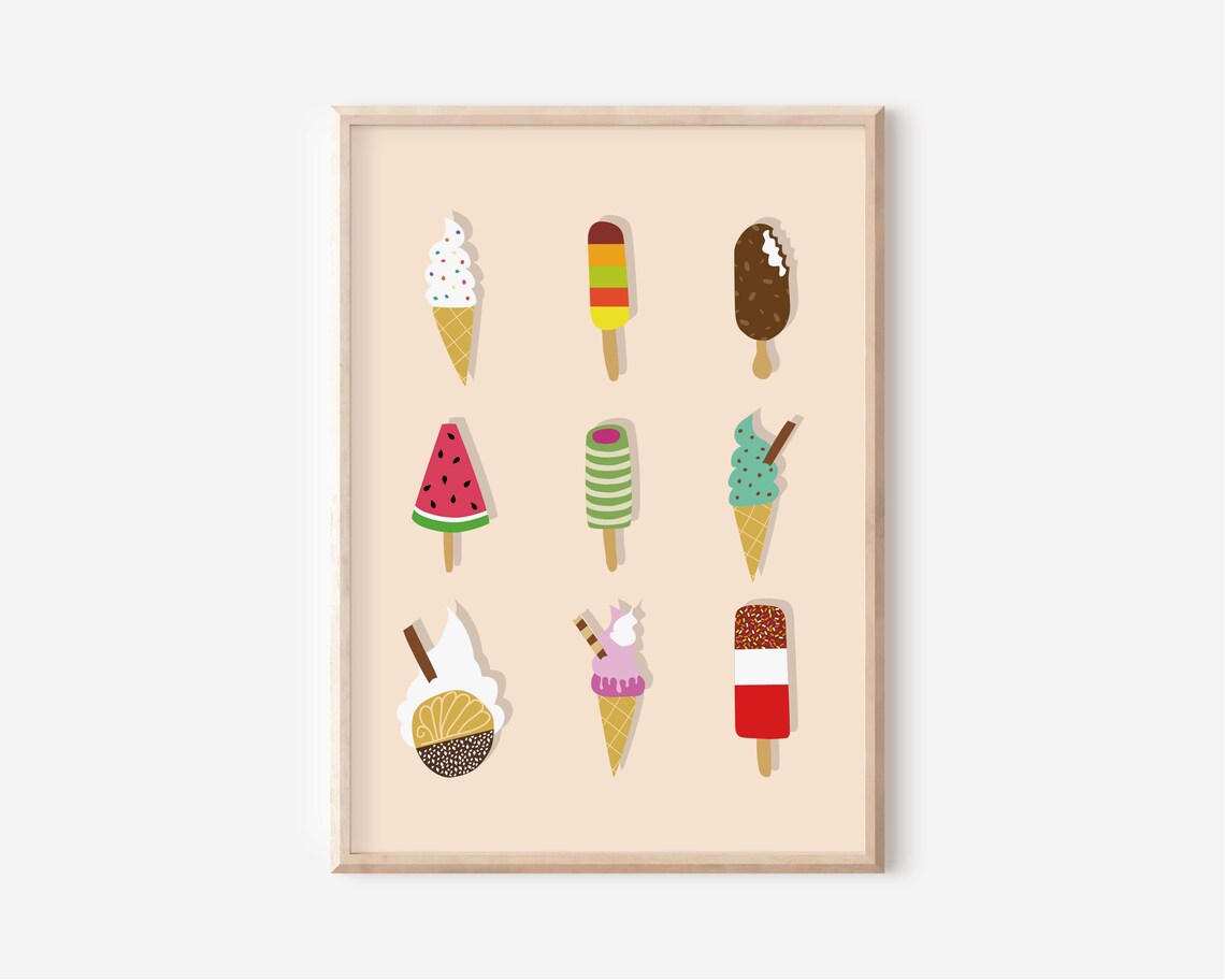 Ice Cream Print, Cute Kids Wall Art Print