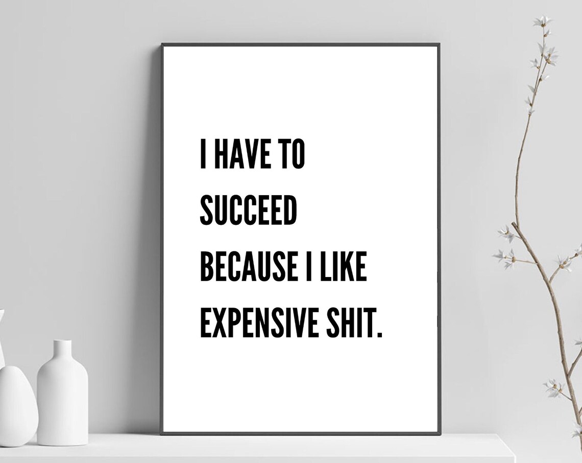 I Have To Succeed Because I Like Expensive Shit Funny Quote Poster - Image 3