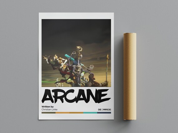 Arcane Jayce Viktor Final Battle Robot Army Scene Anime Poster