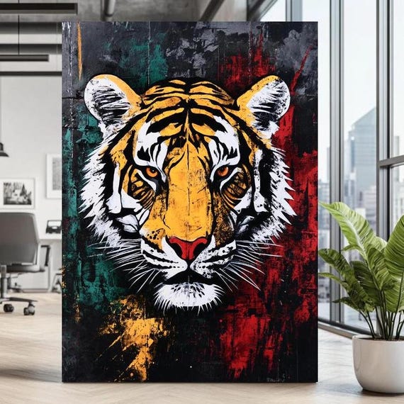 Colorful Tiger Art Print, Jungle Animal