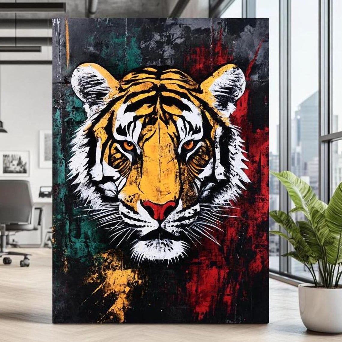 Colorful Tiger Art Print, Jungle Animal