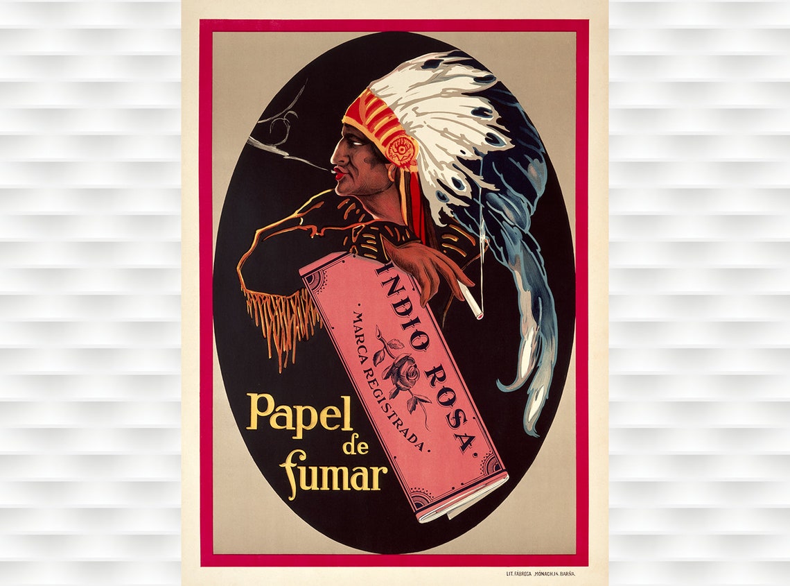 Indio Rosa Rolling Papers Classic Spanish Vintage Ad Art Poster
