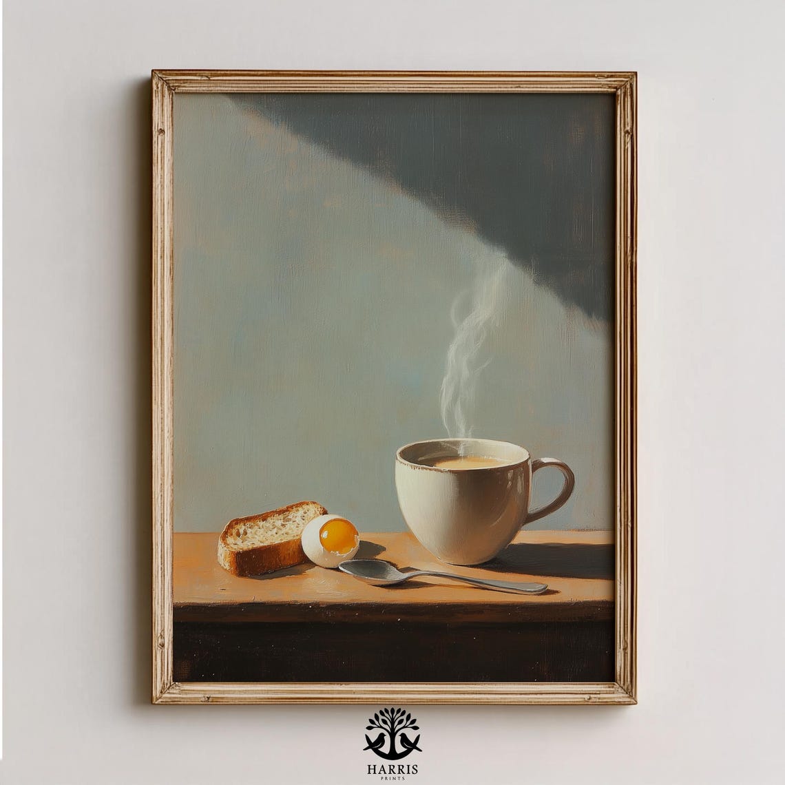 Moody Breakfast Still Life Steaming Coffee Fried Egg Art Print