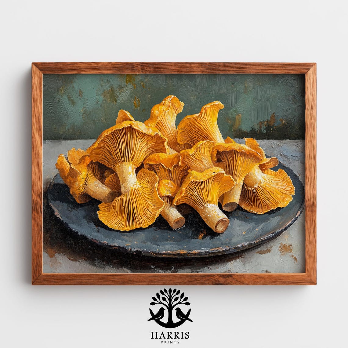 Golden Chanterelle Mushrooms Still Life Oil Painting Kitchen Wall Art