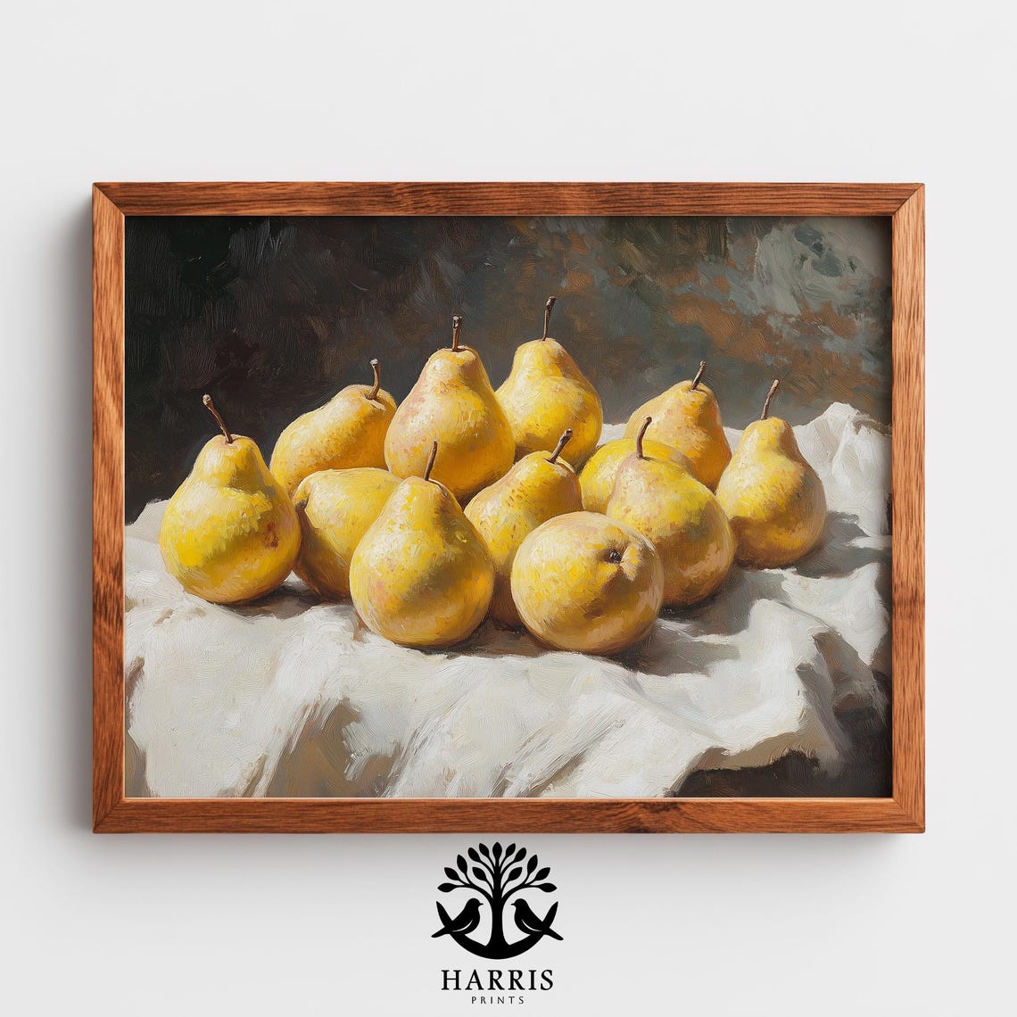 Ripe Golden Yellow Pears Still Life Oil Painting Kitchen Print