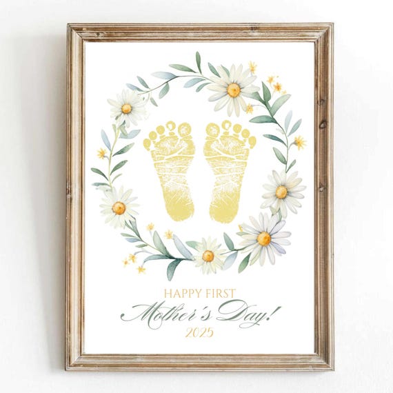 Gift Card For Mothers Day Baby Handprint Footprint Activity Craft First Mothers Day Gift For Mommy Mum Or Grandma From Kids
