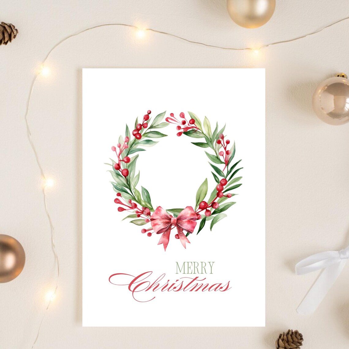Christmas Wreath Winter Botanical Art Print - Image 2