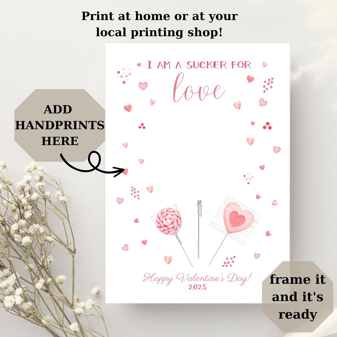 Valentines Day Handprint Art Love Xoxo Craft Print - Image 3