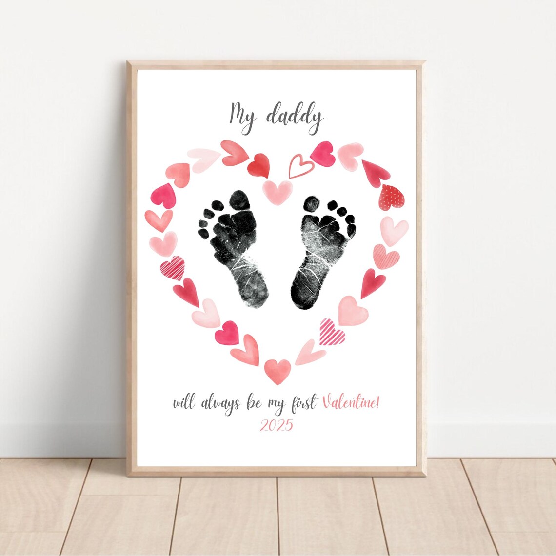 Daddy You're My First Valentine Handprint Heart Print - Image 2