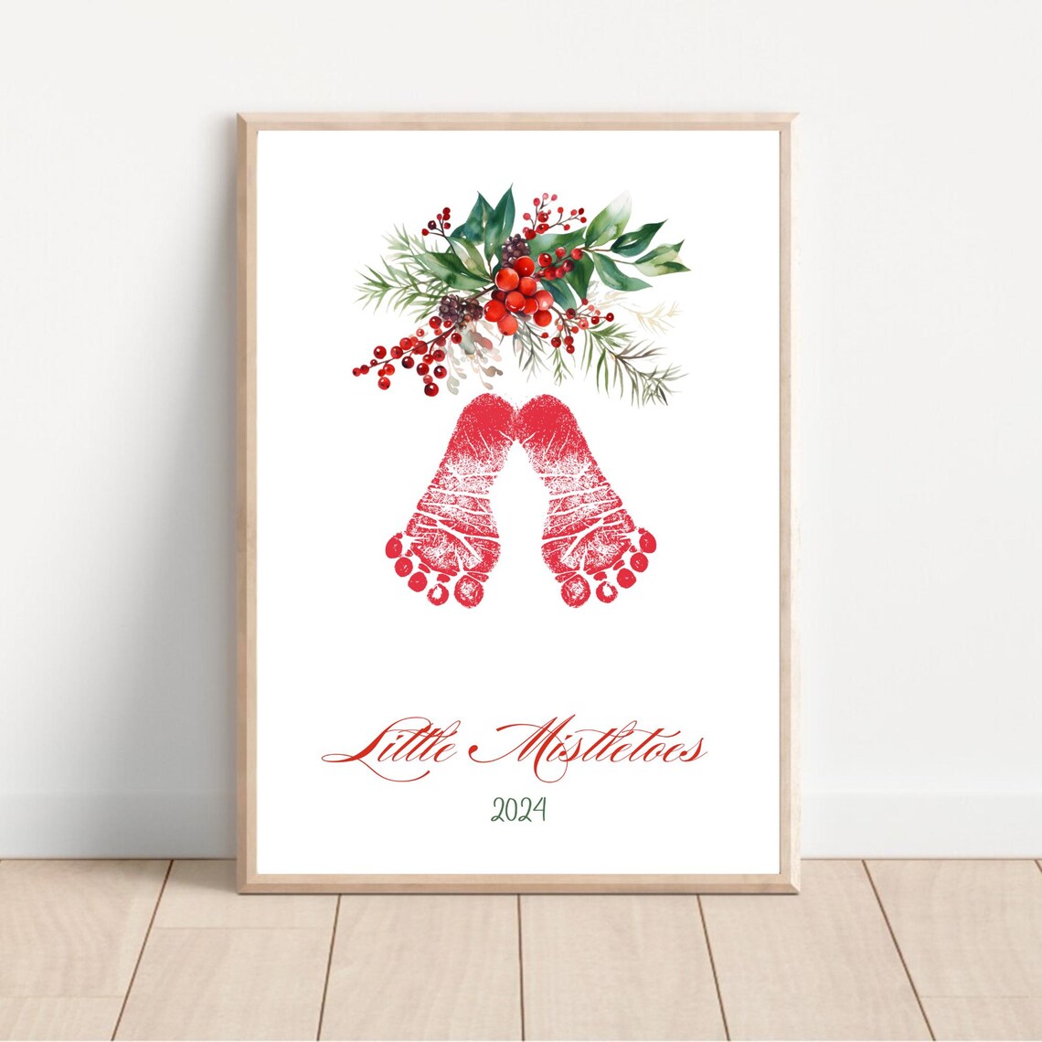 Mistletoes Footprint Art, Christmas Keepsake Print - Image 2