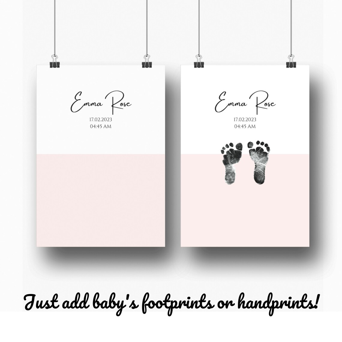 Personalised Pastel Baby Footprint Keepsake Art Print - Image 2