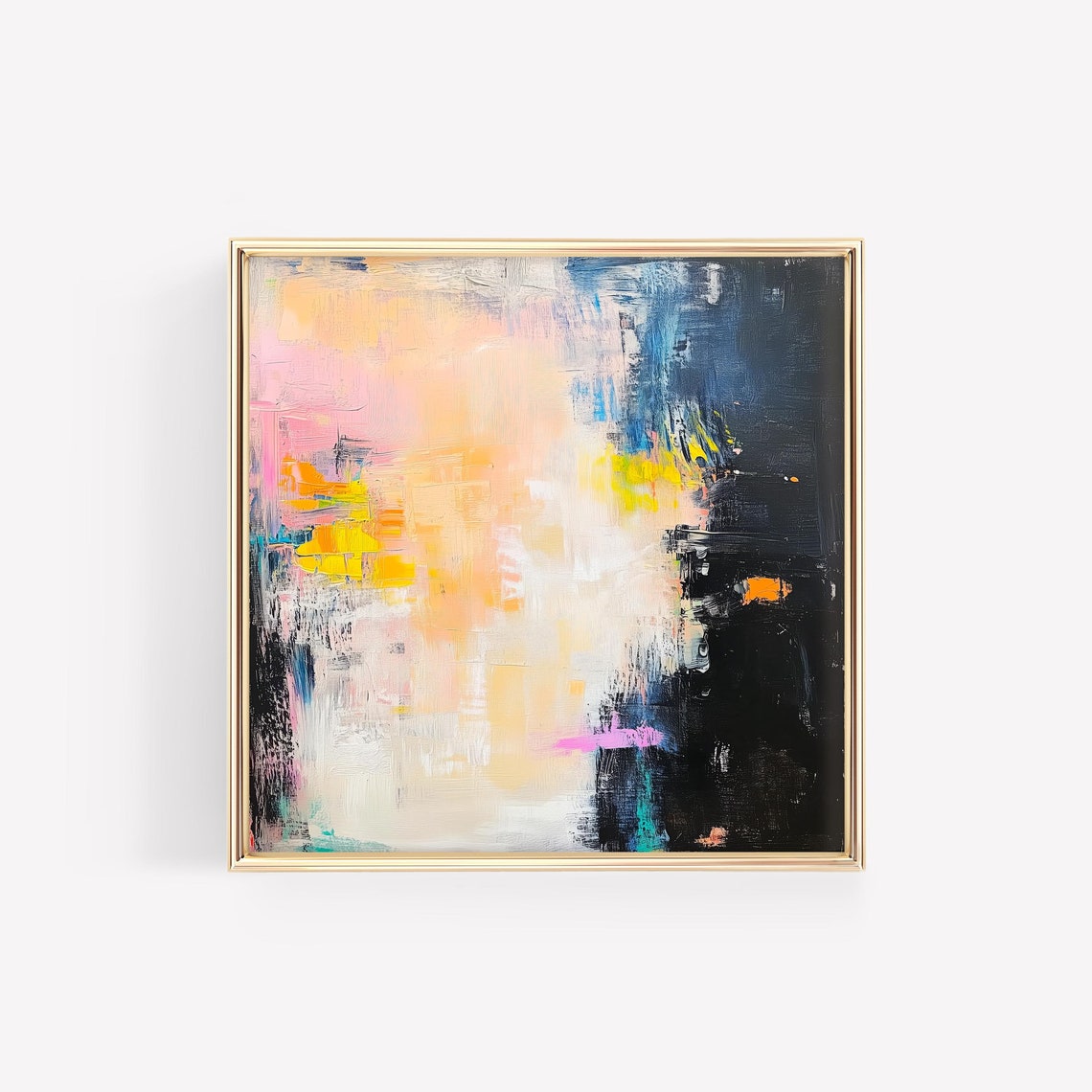 Black and Pastel Contrast Abstract Moody Modern Square Poster