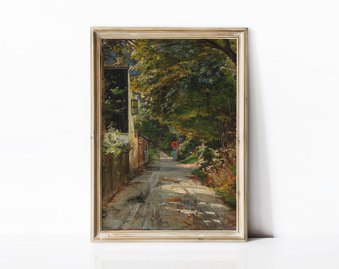 Vintage Antique Landscape Art Oil On Country Scenery Wall Art Vintage Artwork Above Bed Painting Nature Art Nina Derosier Art
