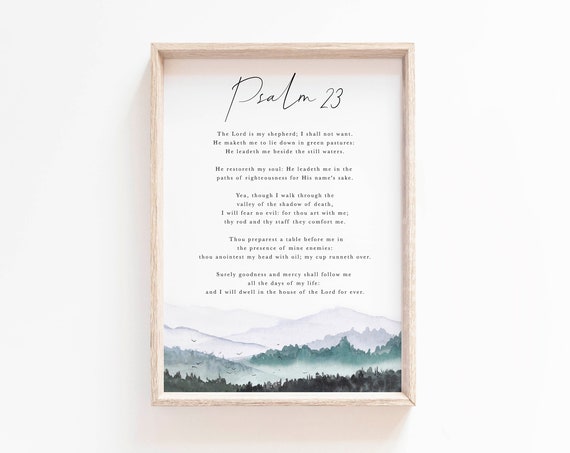 Psalm 23 The Lord Is My Shepherd Christian Scripture Poster