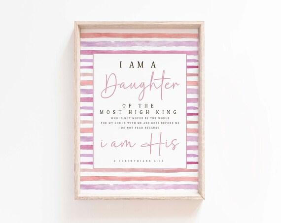 Daughter of the Most High King Pink Striped Watercolor Poster
