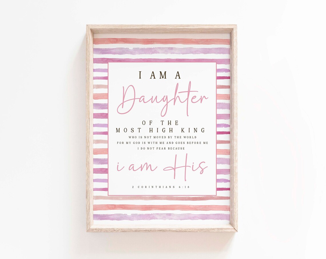 Daughter of the Most High King Pink Striped Watercolor Poster
