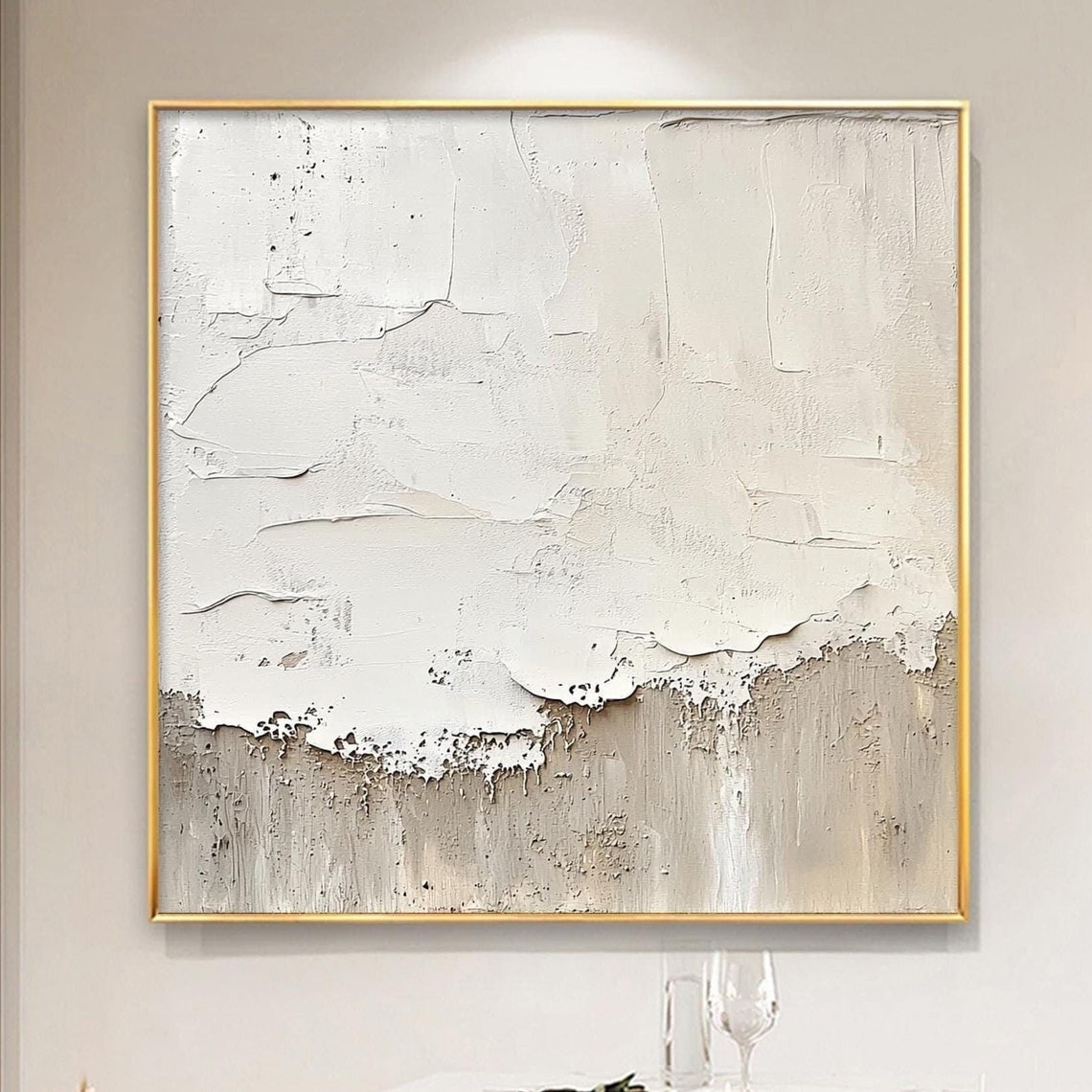 White Plaster Layered Texture Abstract Minimalist Sculptural Wall Art