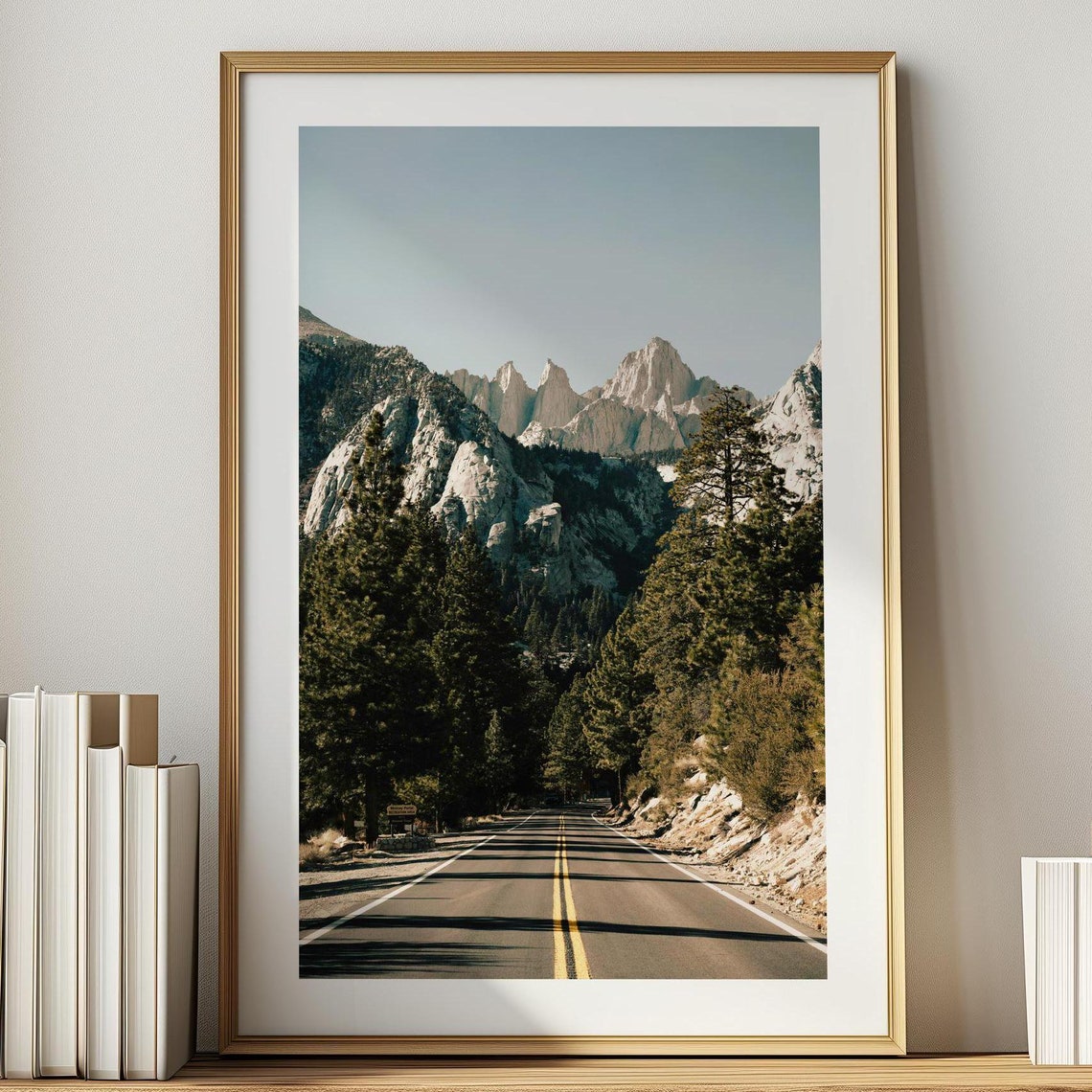 Sierra Nevada Mountain Road California Pine Forest Photography Poster