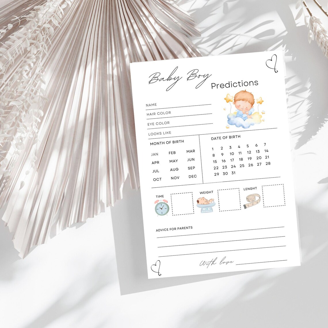 Boy Baby Shower Advice Cards, Baby Predictions Game - Image 3