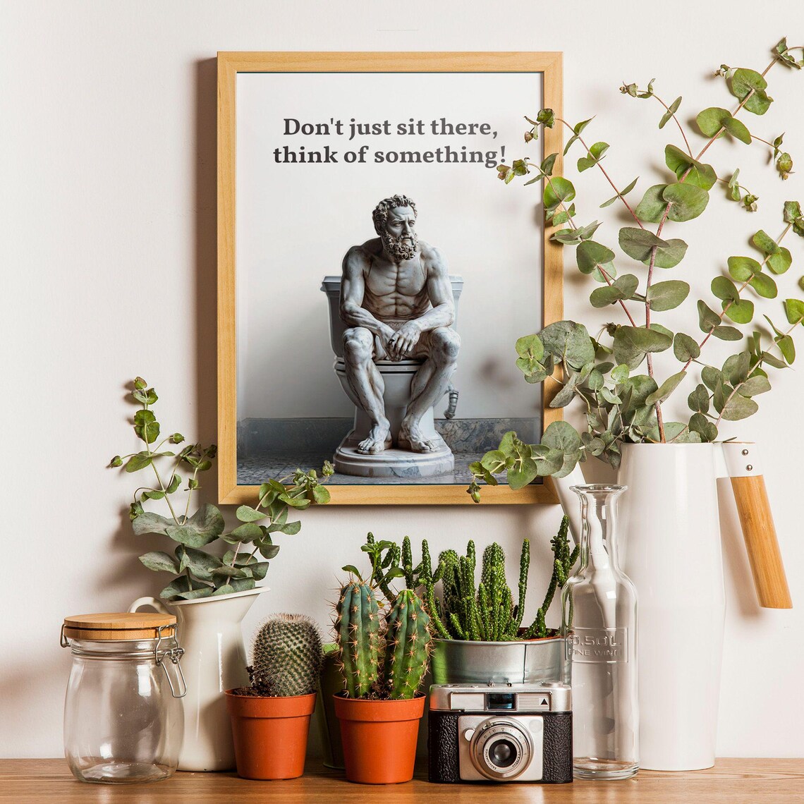 The Thinker Funny Bathroom Poster, Classic Artwork - Image 2