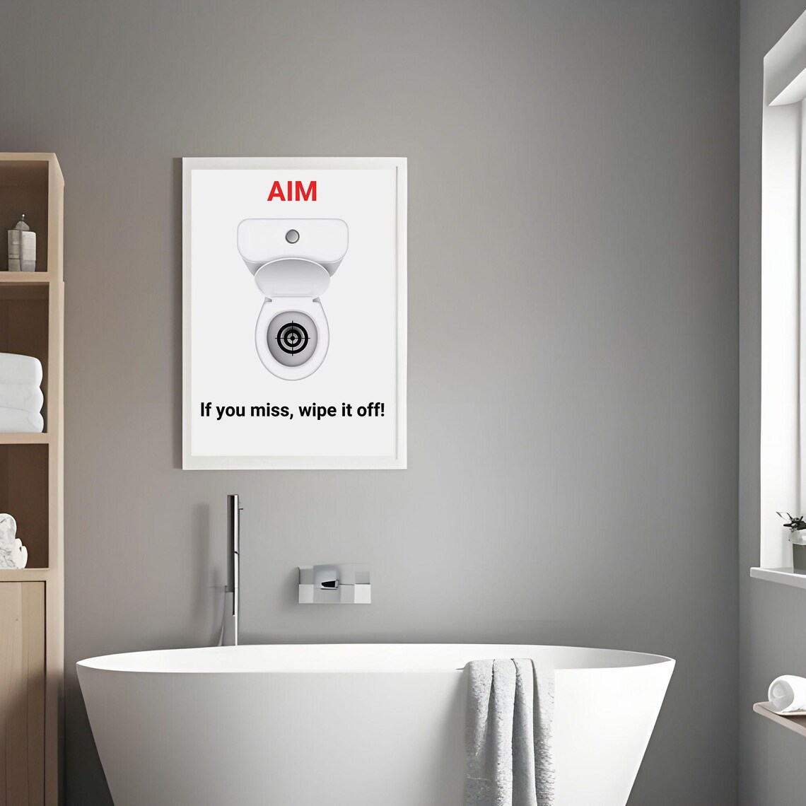 Funny Restroom Sign Aim, Funny Humor Poster - Image 2