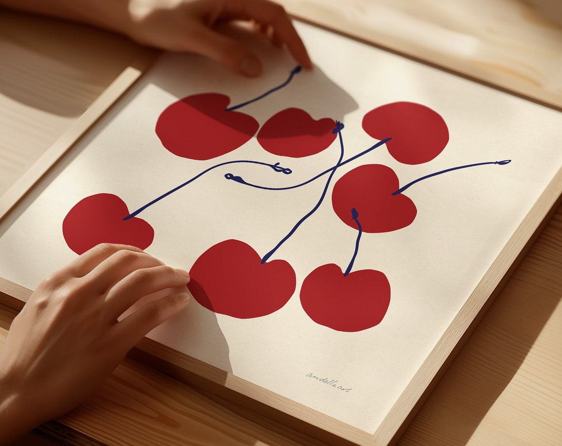Cherries Art Print Retro Kitchen Wall Decor