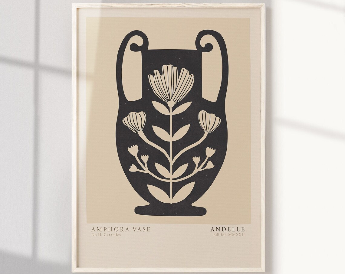 Amphora Vase No II Ceramics Poster With Black Floral Greek Vase