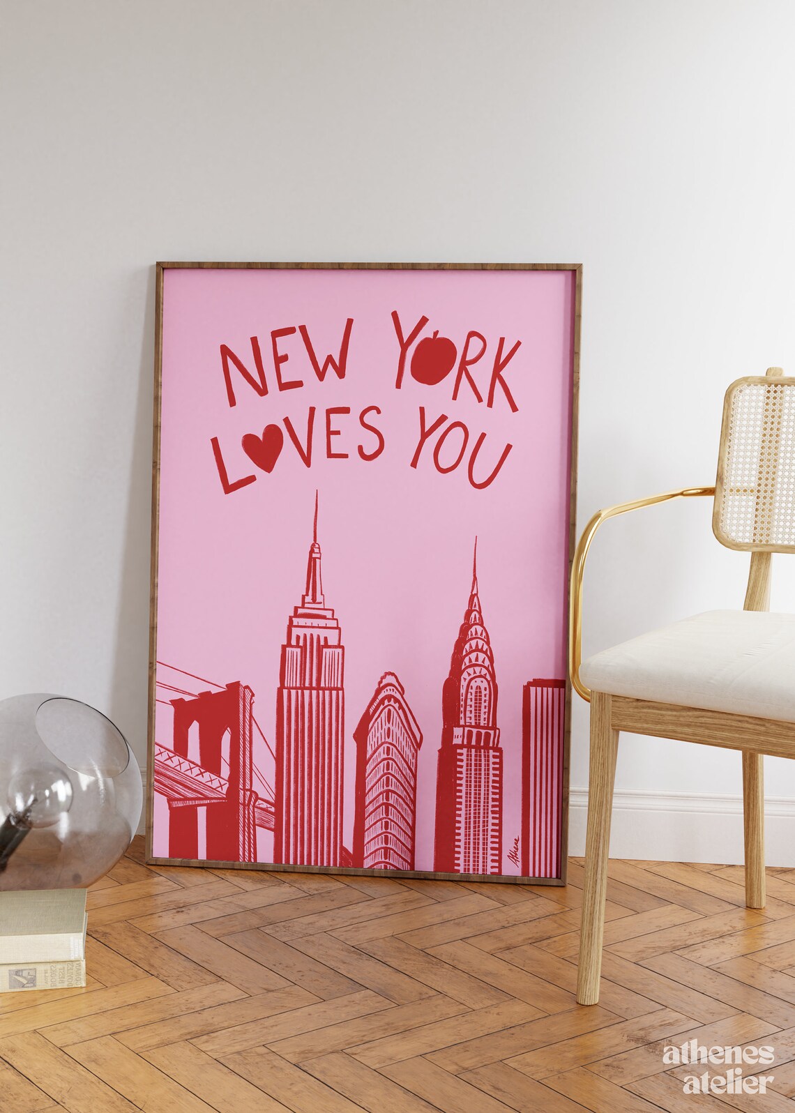 New York City Travel Poster, Apartment Decor Print