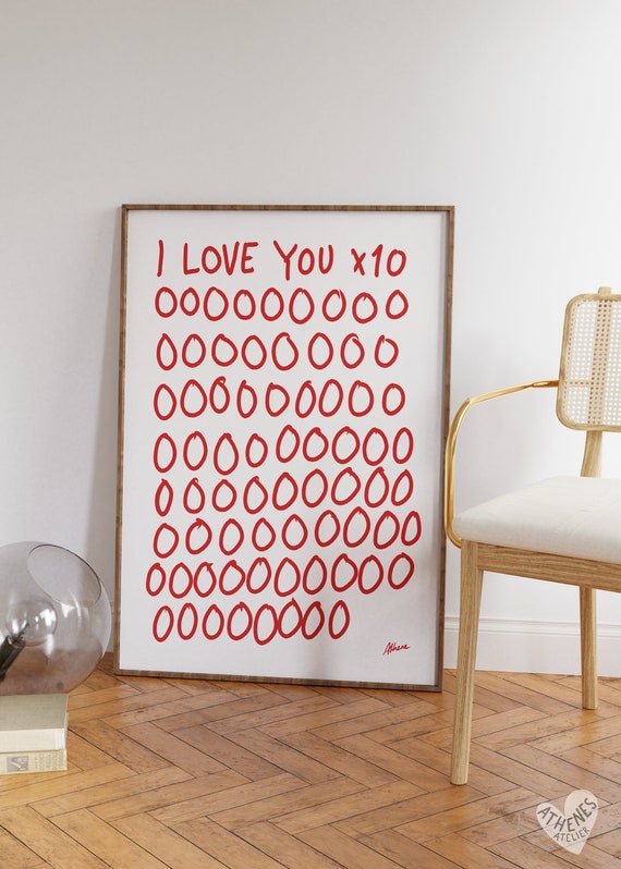 Above Bed Wall Art Lovecore Decor Gift For Boyfriend Apartment Red And White Prints Simple Bedroom