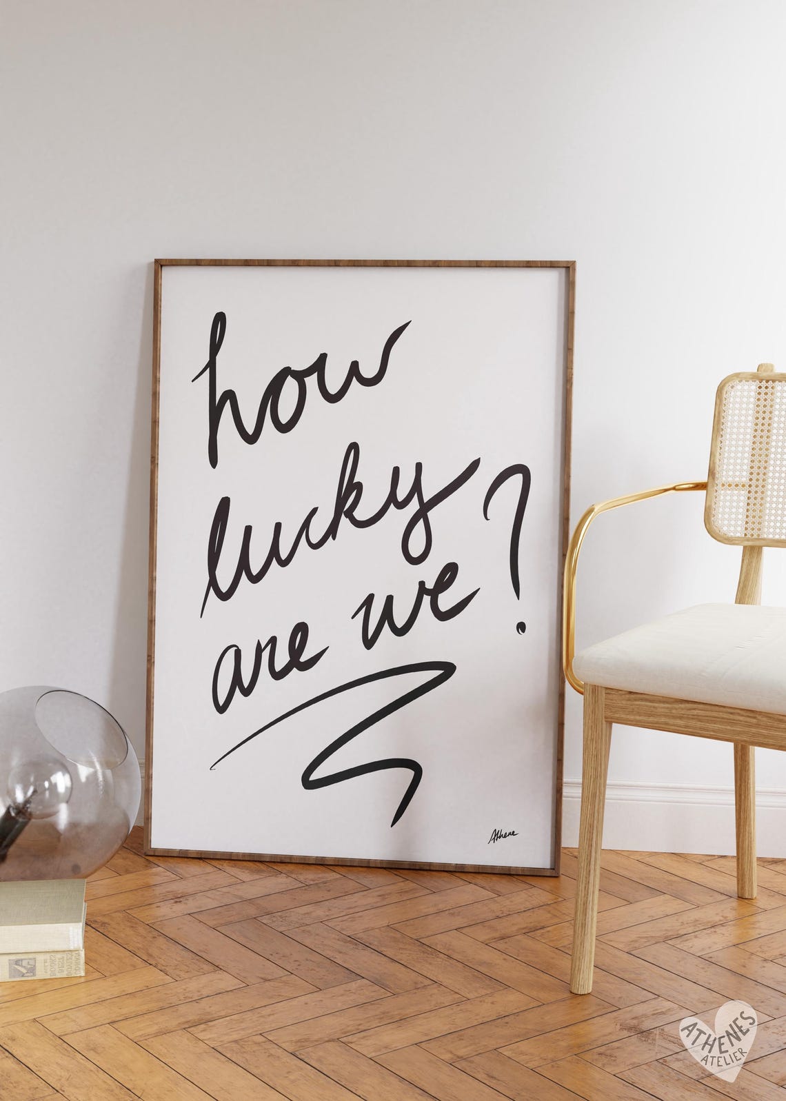 How Lucky Are We Handwritten Script Typography Gratitude Decor Poster
