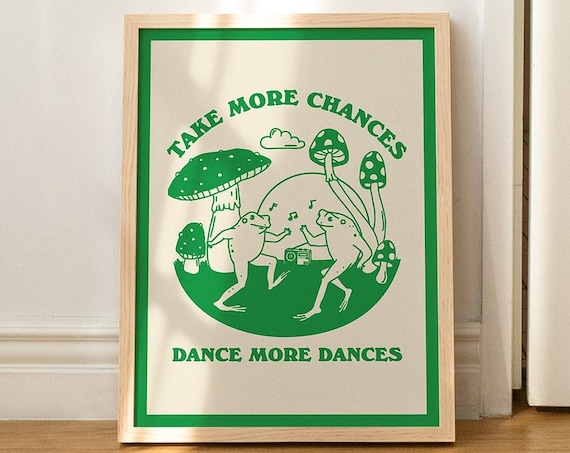 Retro Dancing Frogs Vintage Frog Art Print