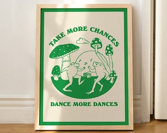 Retro Dancing Frogs Vintage Frog Art Print