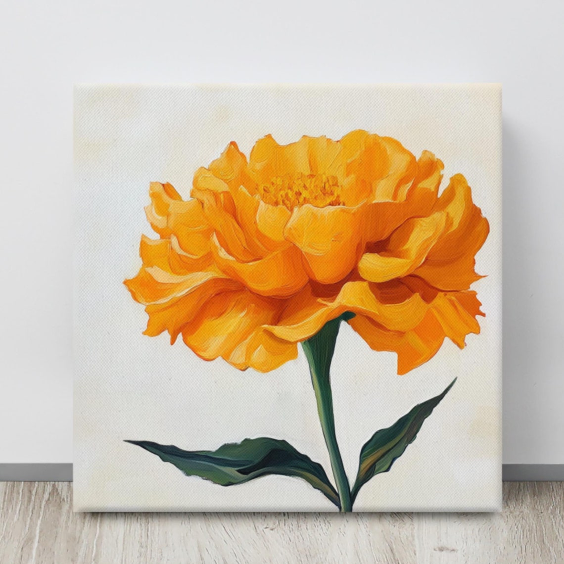 Golden Orange Marigold Flower Single Bloom On White Art Poster