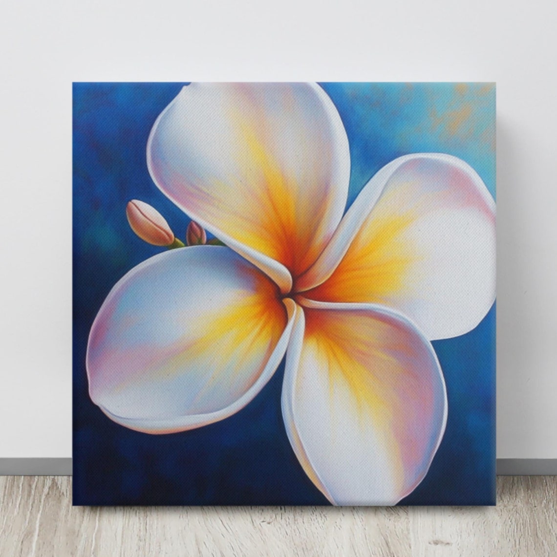 Plumeria Flower Print Large Painting Print Flower Wall Art Nature Art Plumeria Art Blue Wall Art Colorful Wall Art