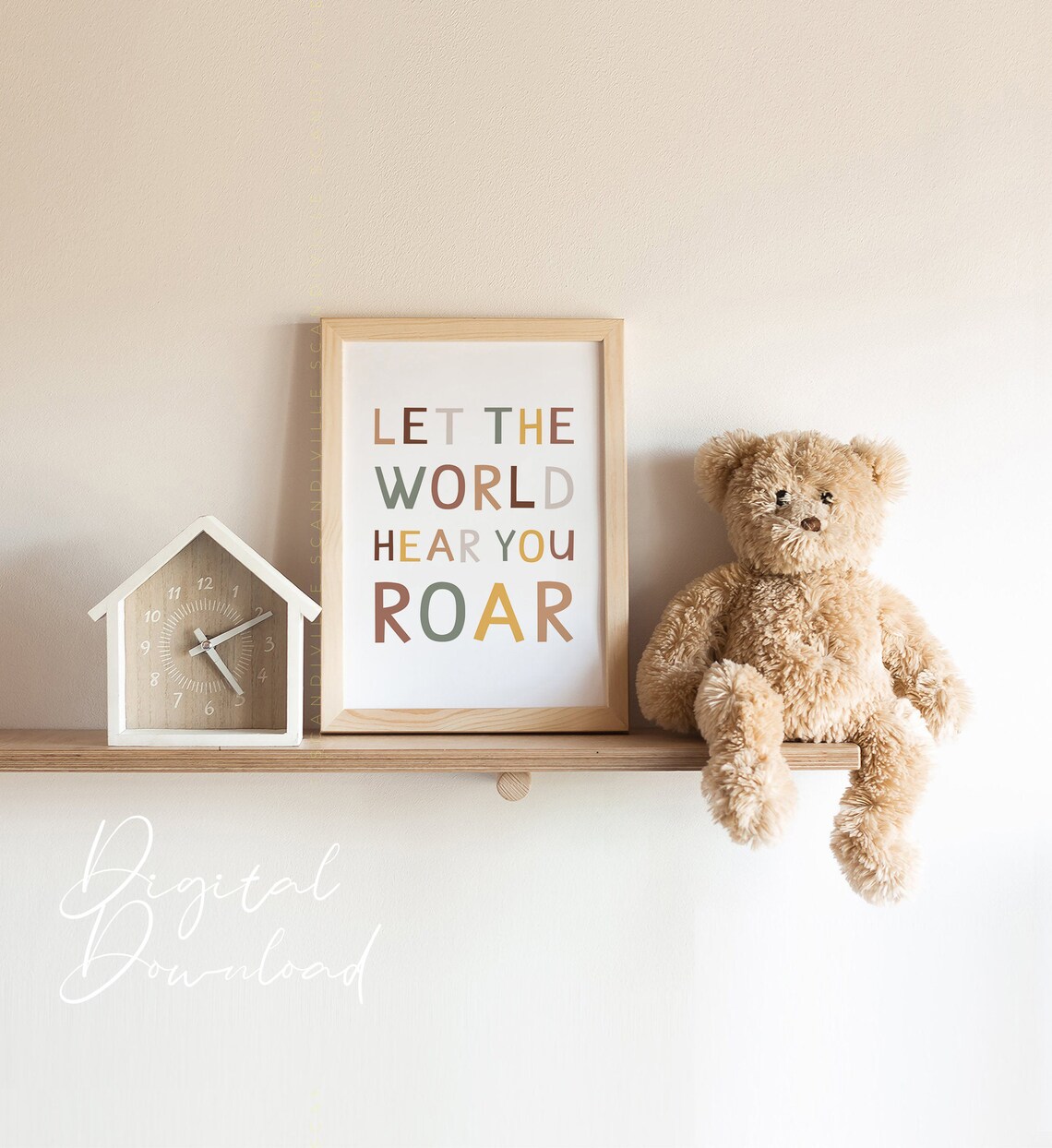 Let The World Hear You Roar Colorful Typography Kids Room Poster - Image 3