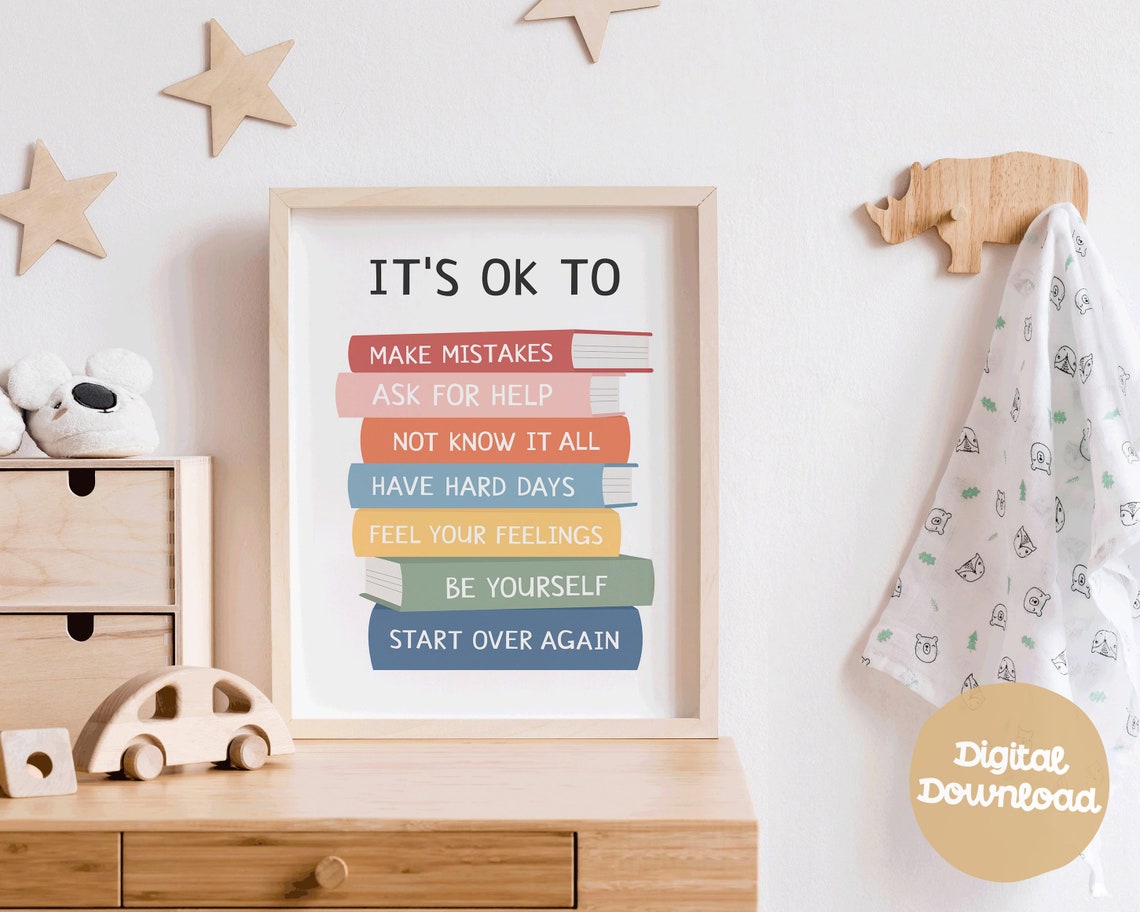 Its Ok To Make Mistakes Book Stack Classroom Poster For Kids - Image 3