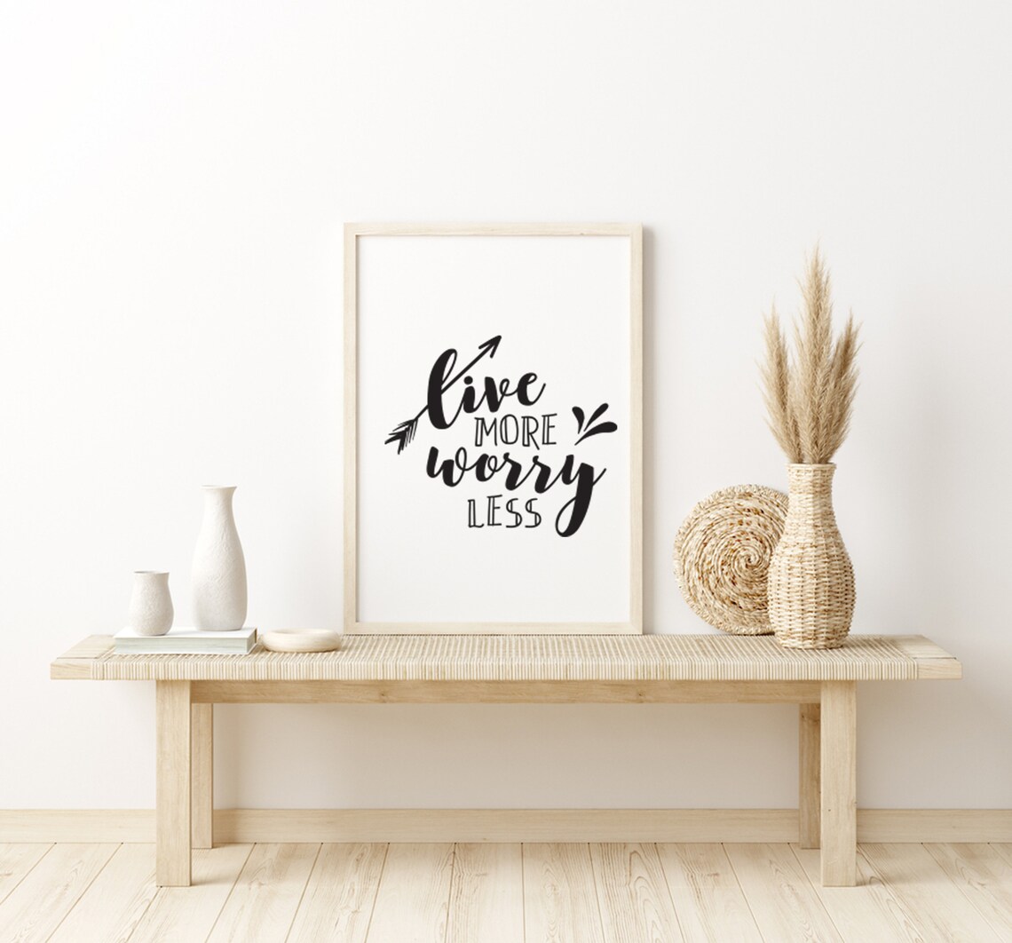 Live More Worry Less Wood Home Decor Home Decor Typography Poster Inspirational Quotes Motivational Quotes Office Decor - Image 4