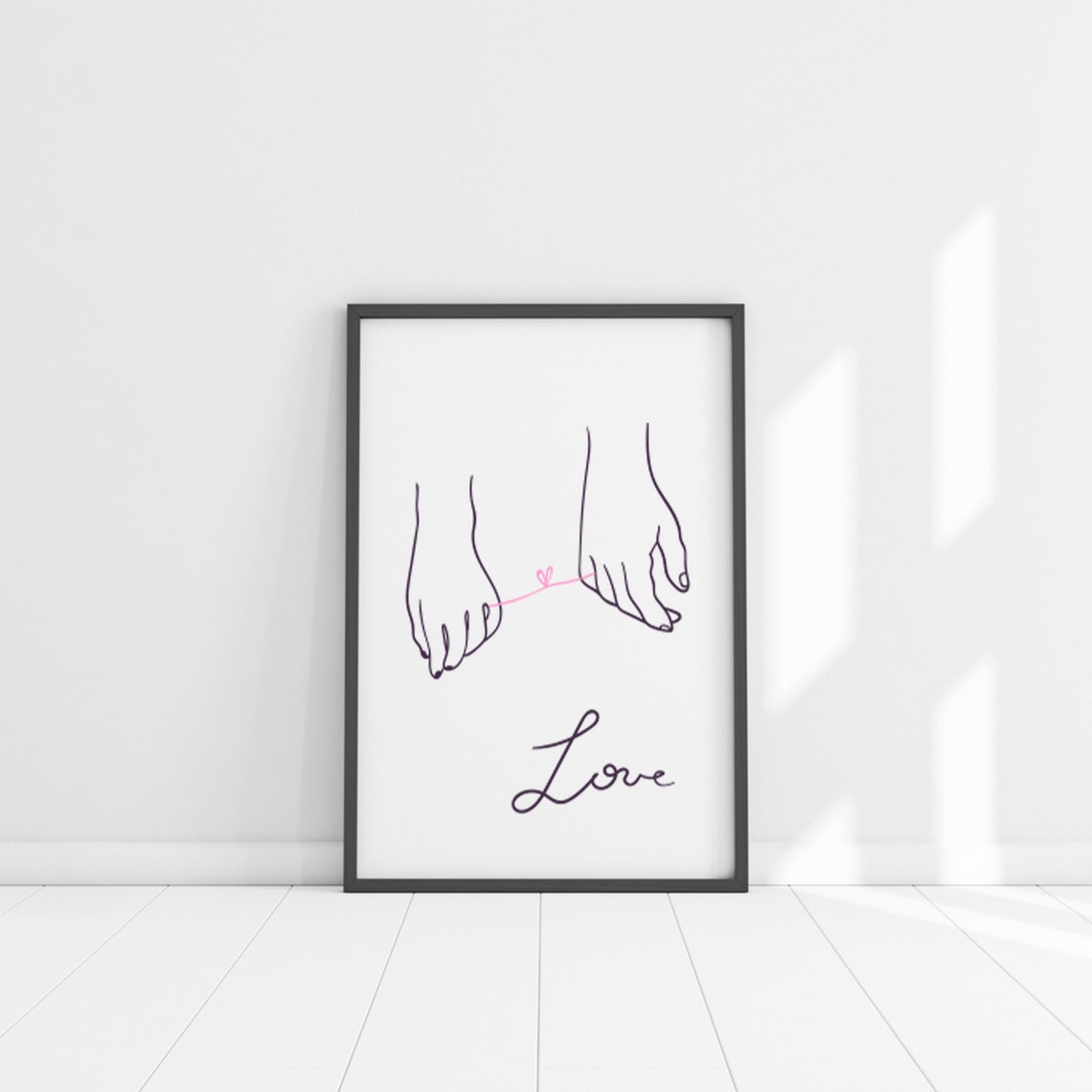 Line Hands Wooden Sign I Love You Hand Sign Romantic Couple One Line Drawing Wall Art - Image 5