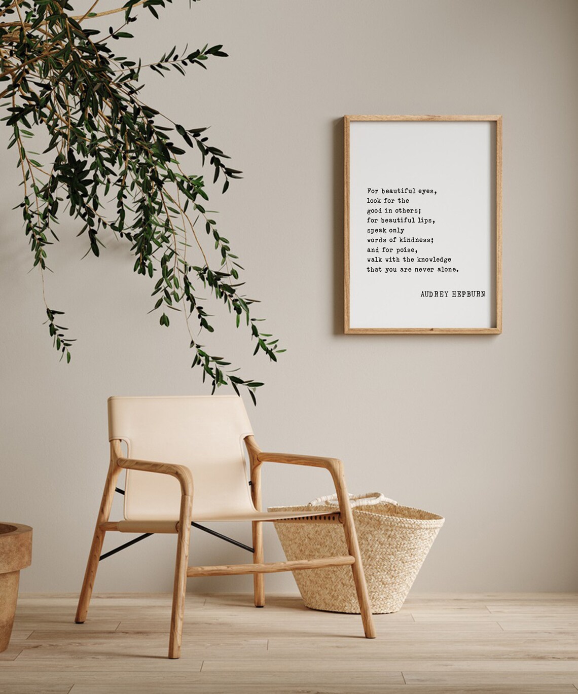 Audrey Hepburn Beautiful Eyes Kindness Typewriter Quote Decor Poster - Image 2