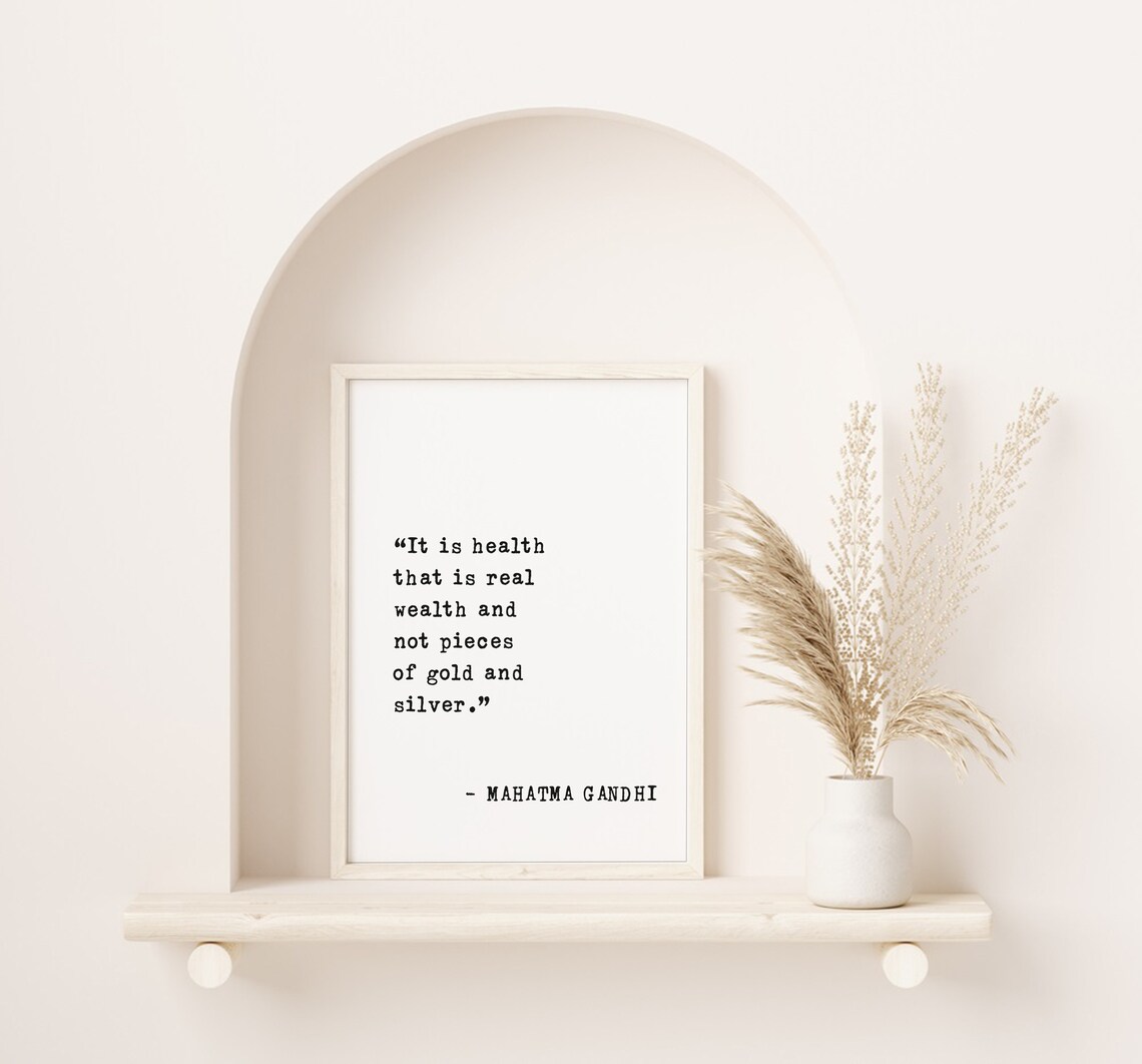 Mahatma Gandhi Health Is Real Wealth Fitness Wellness Quote Poster - Image 5
