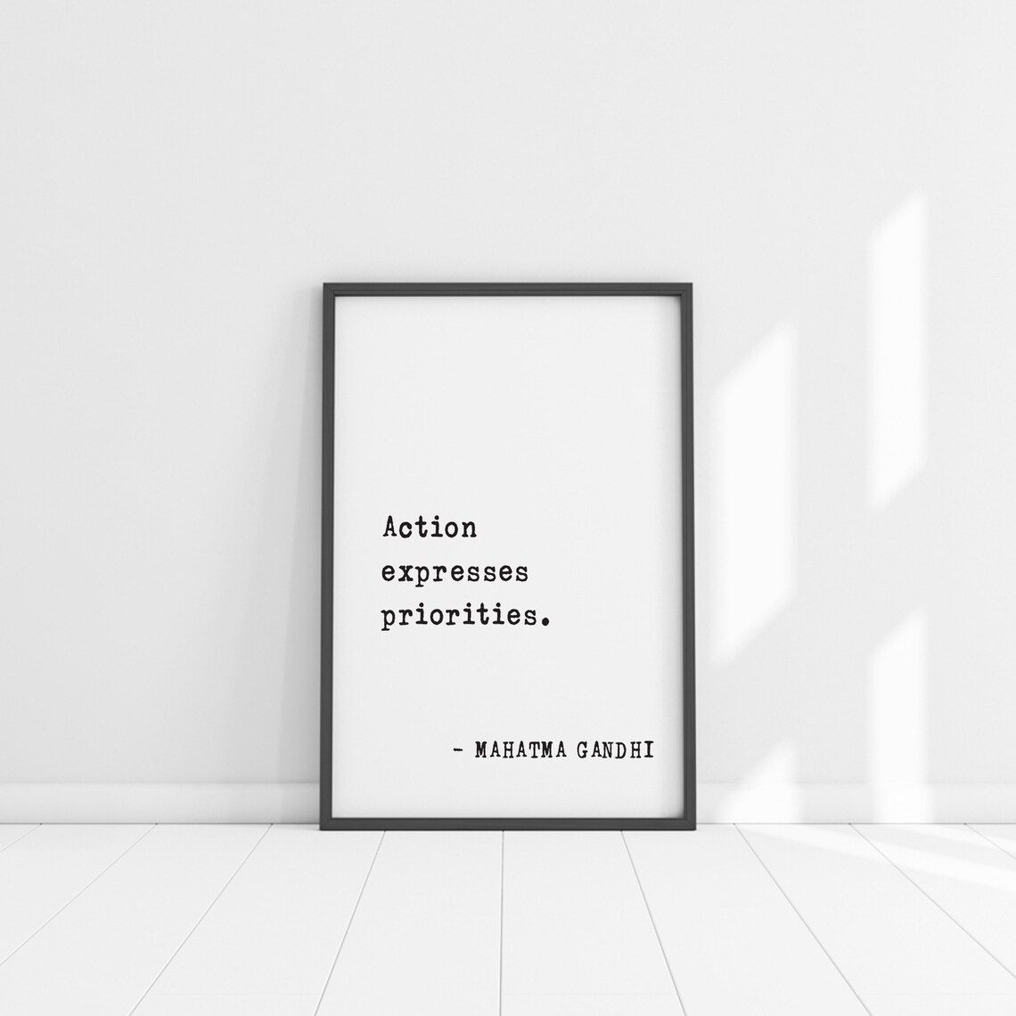 Mahatma Gandhi Action Expresses Priorities Minimalist Quote Poster - Image 5