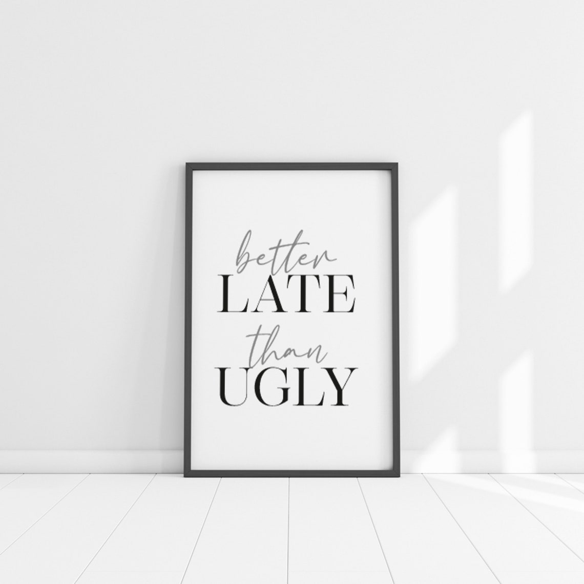 Funny Bathroom Wooden Sign Bathroom Wood Decor Bathroom Decor Gift For Her Better Late Than Ugly Bathroom Wall Art - Image 3