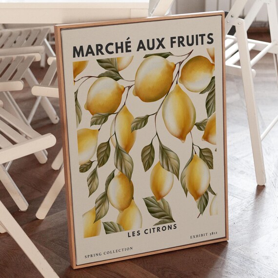Marche Aux Fruits Les Citrons Lemon Botanical French Market Poster