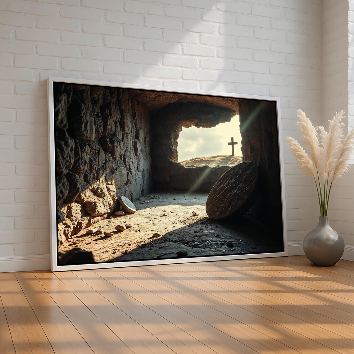 Empty Tomb and Cross Poster, Christian Biblical Decor