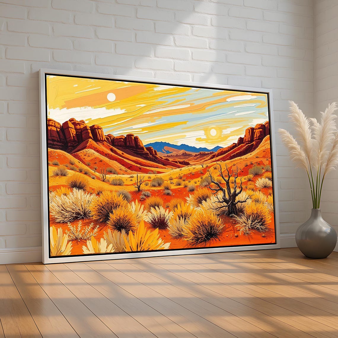 Golden Desert Canyon Sunset Red Rock Landscape Bold Painting Poster